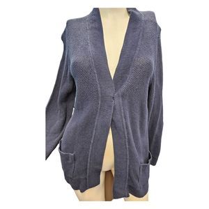 Appleseed's Navy Blue Linen Blend Cardigan Size Large Womens Sweater